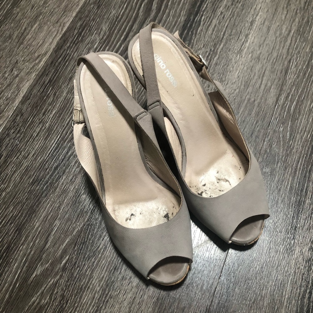 Gino Rossi Taupe Suede Peep Toe Cork Wedge Sandals – EU 38 (US 7.5)